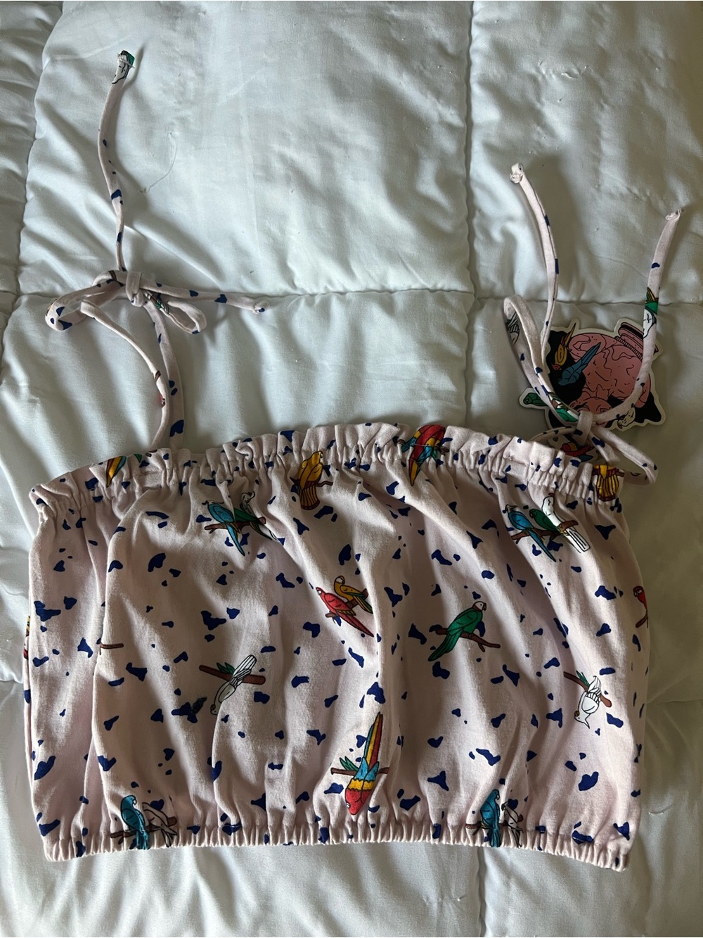 RVCA Pink Tropical Parrot Print Top